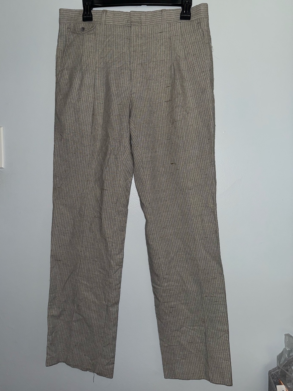 Men's Pinstripe Dress Pants in Taupe